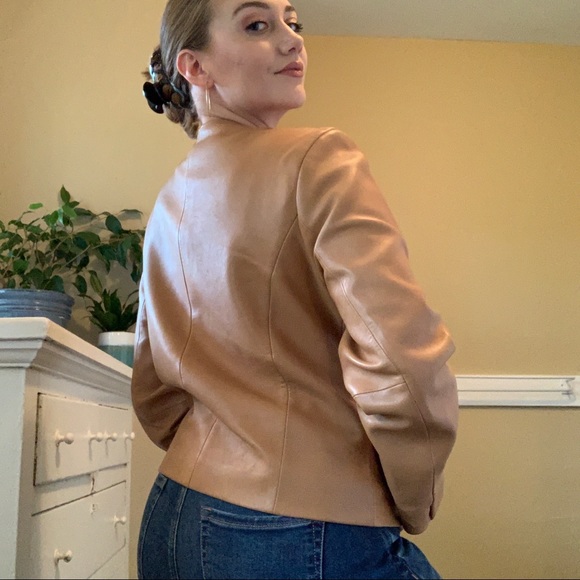 Ann Taylor camel cropped vintage leather jacket - Picture 6 of 6